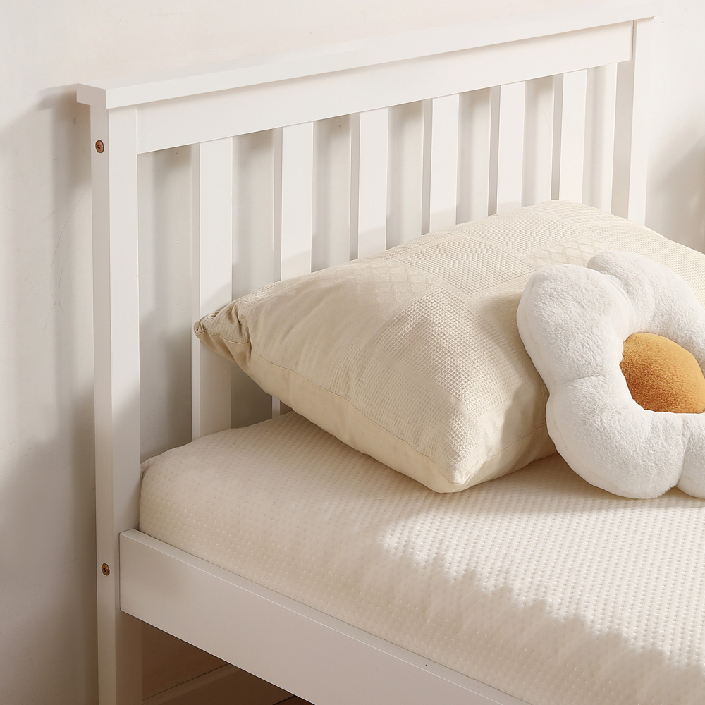 Brooklyn Single White Wooden Bed Frame Image 2