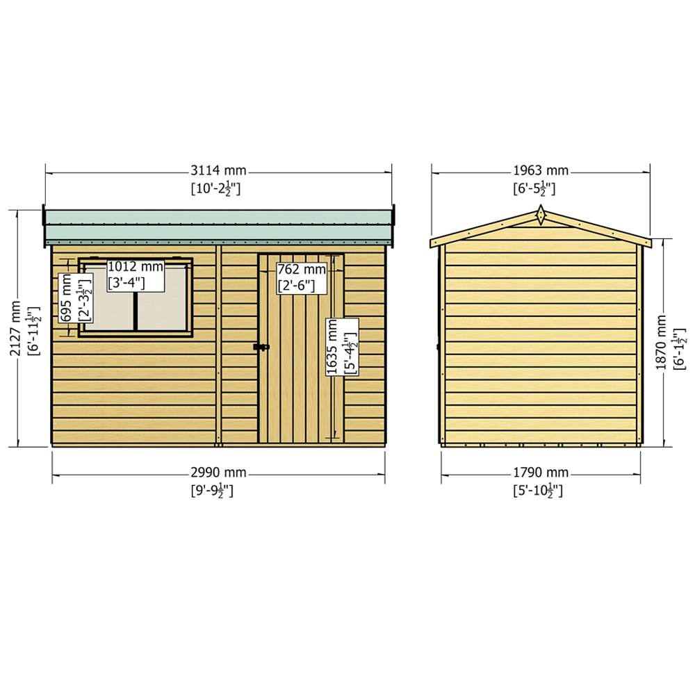 Shire Lewis 10 x 6ft Style D Reverse Apex Shed Image 5