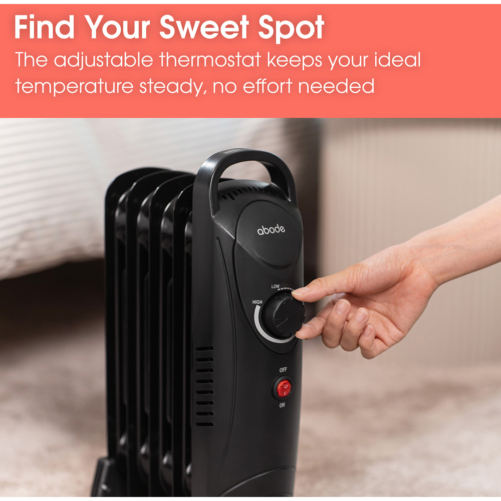 Abode AOFR5001B Black 5-Fin Oil Filled Radiator 650W Image 5