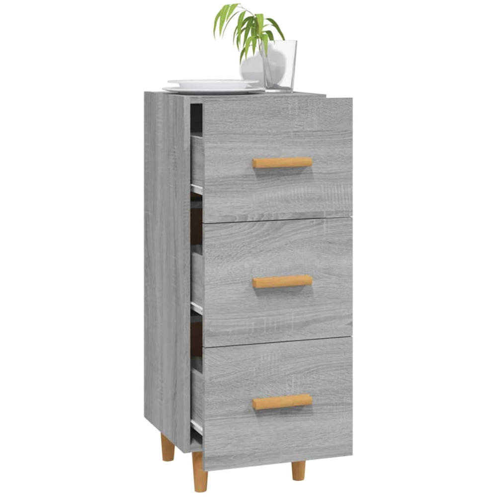 vidaXL 3 Drawer Grey Sonoma Wooden Sideboard Image 4