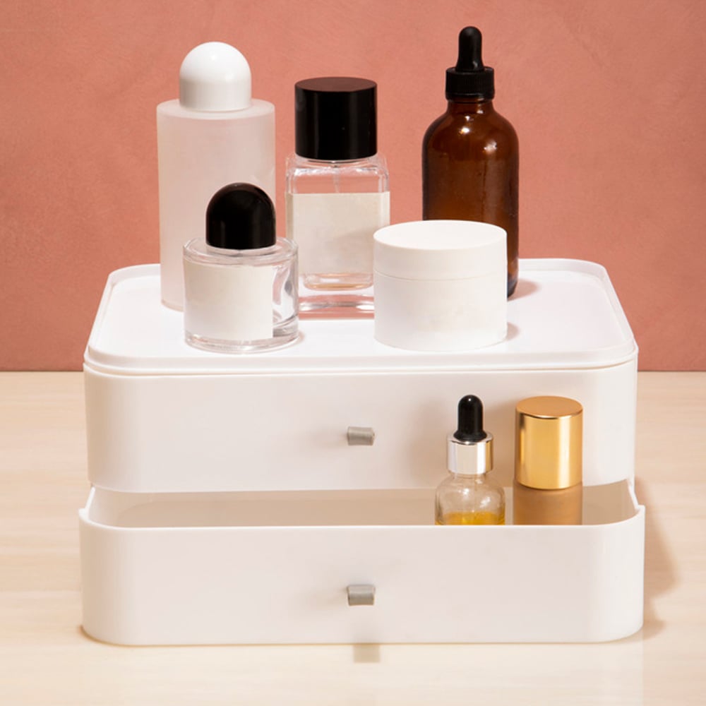 Premier Housewares White 2 Drawer Cosmetic Organiser Image 2
