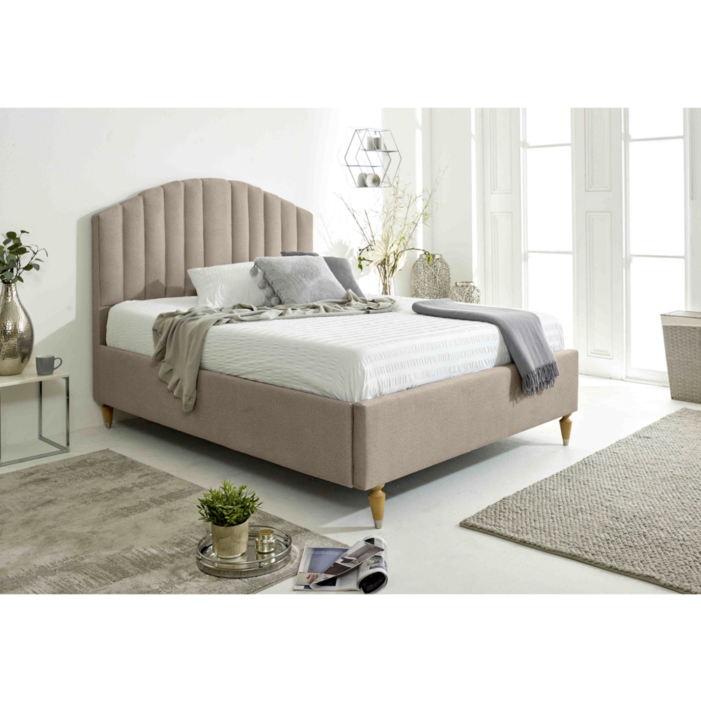Eleganza Henrik Super King Size Mink Arlington Fabric Bed Frame with Curved Headboard Image 8