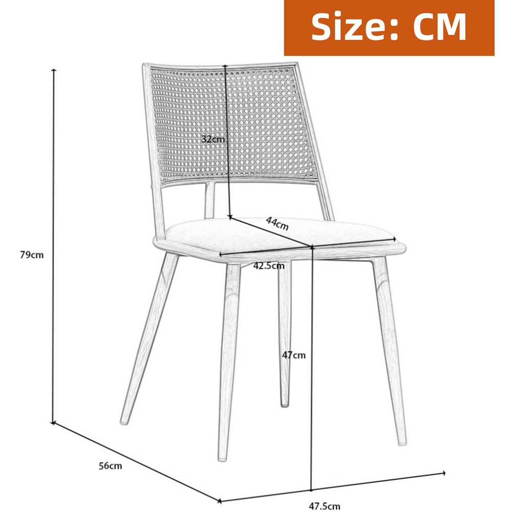Furniture One Set of 2 White Rattan Mid-Century Dining Chair Image 7
