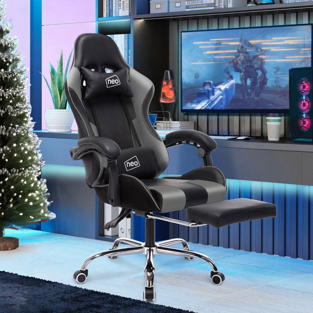 Neo Grey PU Leather Swivel Massage Office Chair Image 1