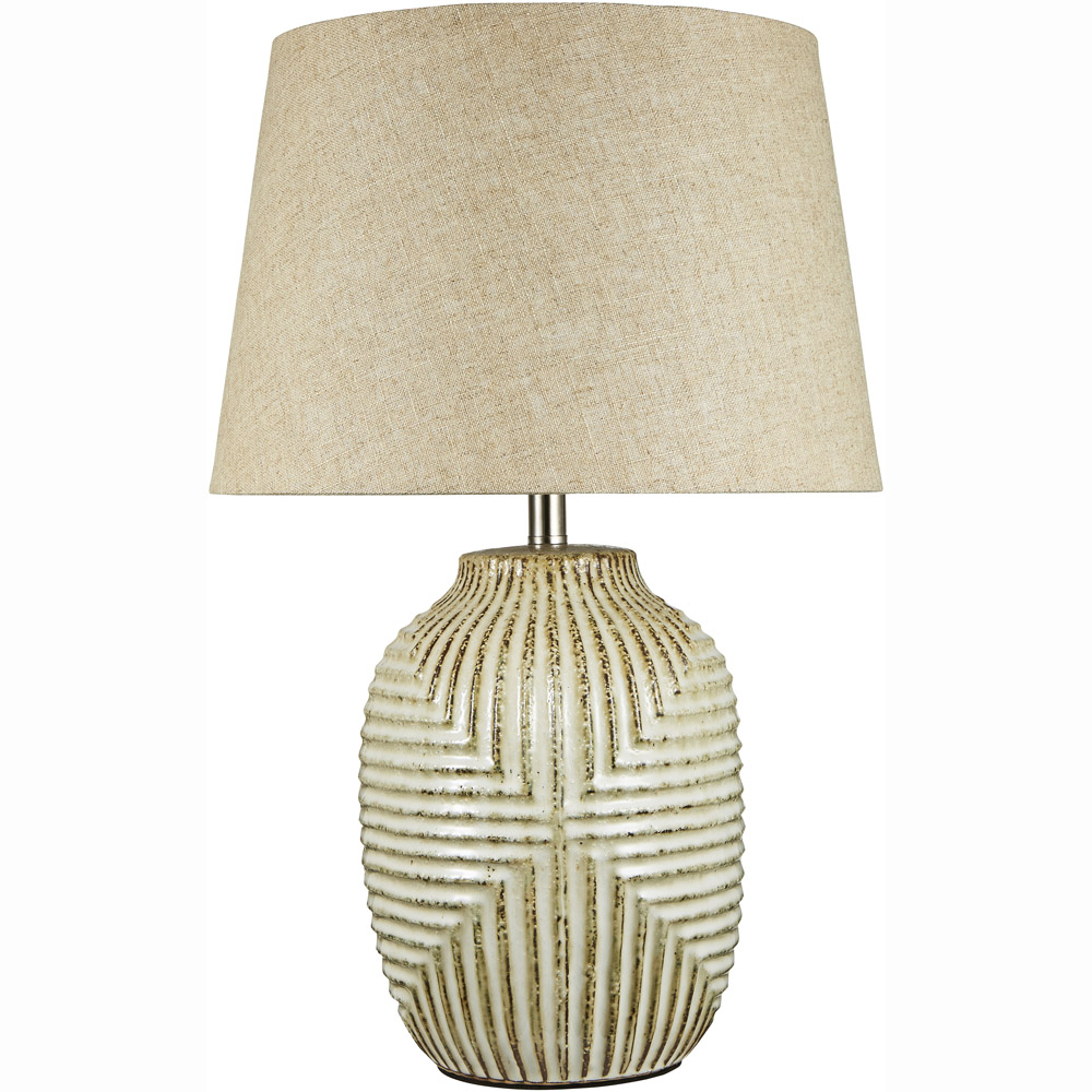 The Lighting and Interiors Harmony Aztec Linen Shade Table Lamp Image 1