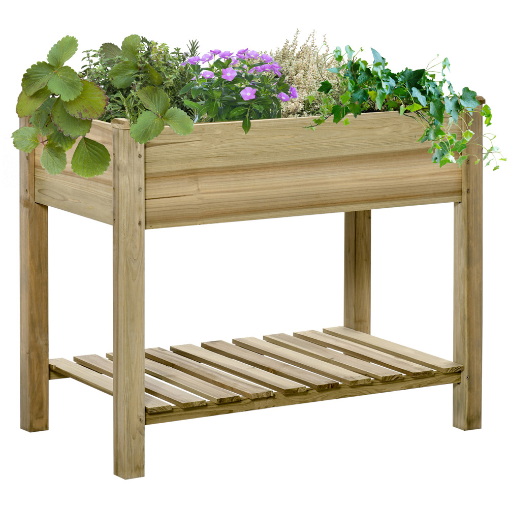 Outsunny Wooden Outdoor Raised Garden Bed with Legs 76cm Image 1