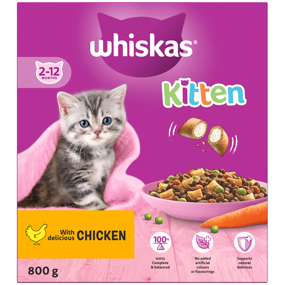 Whiskas Kitten Chicken Flavour Dry Cat Food 800g Wilko
