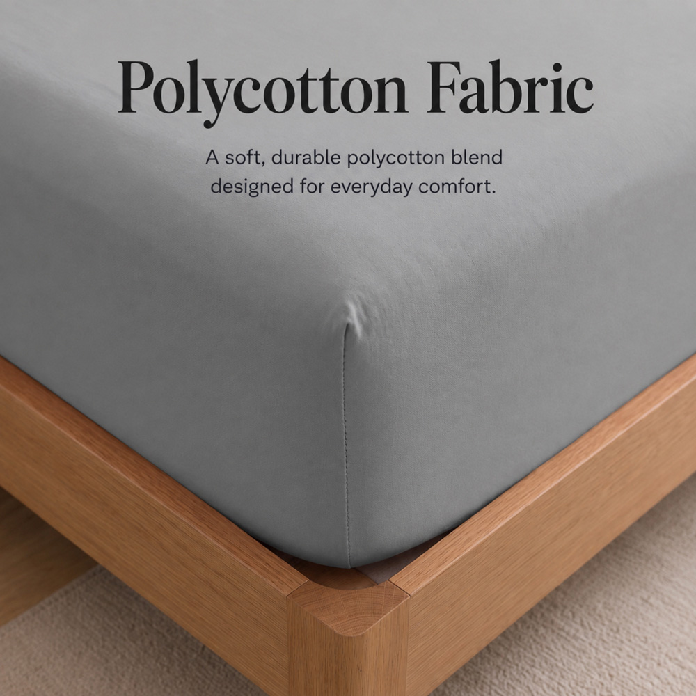 MHG Living Double Grey 30cm Deep Pocket Fitted Sheet with 2 Pillowcase Image 6