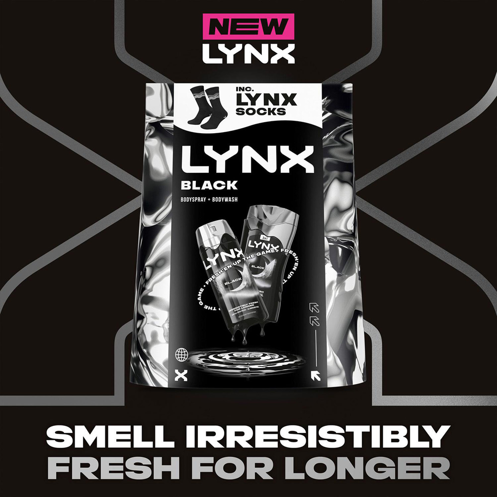 Lynx Black Frozen Pear and Cedarwood Scent Bodywash and Bodyspray Duo Gift Set 4 Pack Image 7