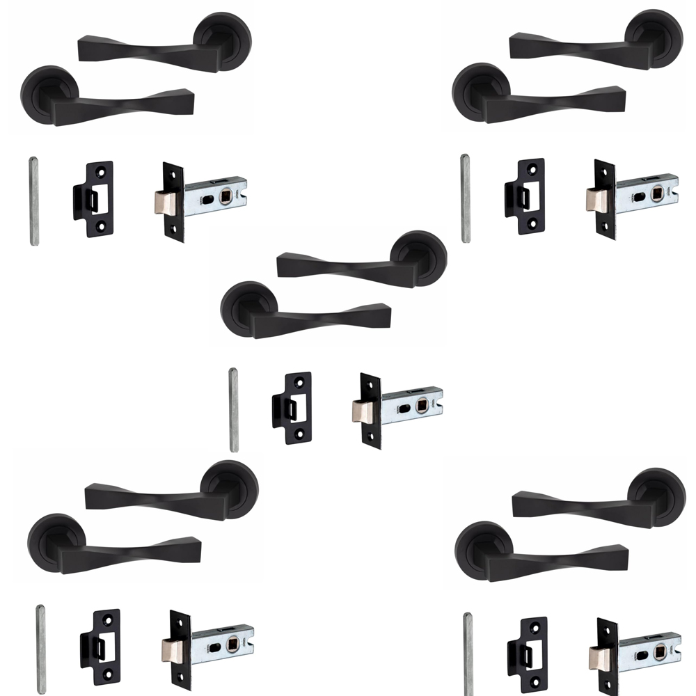 Golden Grace Matt Black Straight Astrid Twist Handles Set 52mm 5 Pack Image 1
