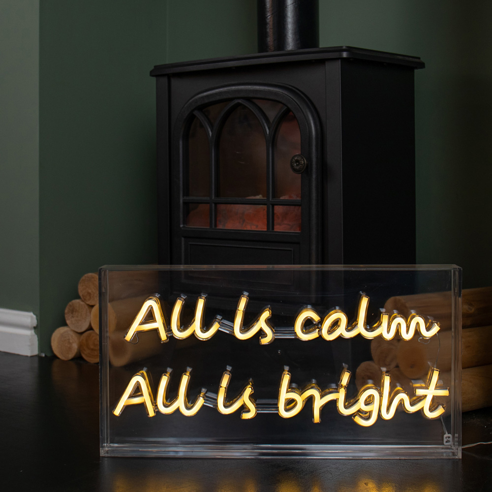 Samuel Alexander Warm White LED Light Up Neon All is Calm All is Bright Christmas Decoration Image 6