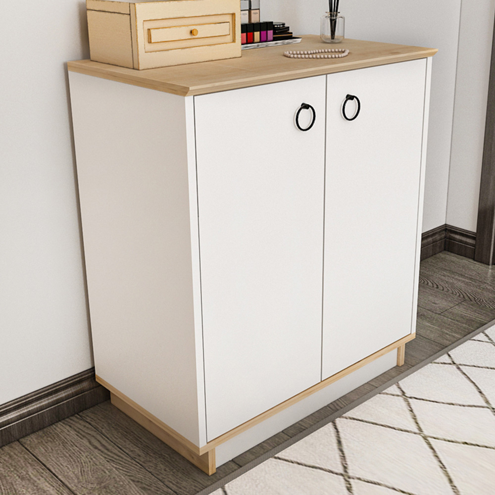 Decorotika Nuans 2 Door White and Oak Multipurpose Cabinet Image 1