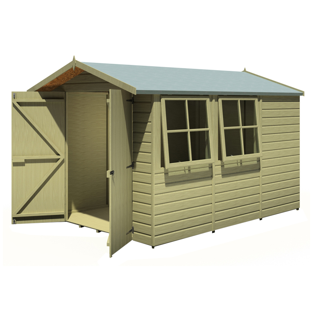 Shire Guernsey 10 x 7ft Double Door Pressure Treated Shed Image 3
