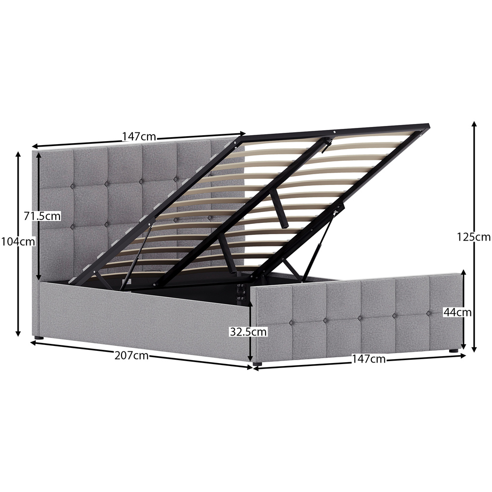 Vida Designs Valentina Double Light Grey Linen Ottoman Bed Image 8