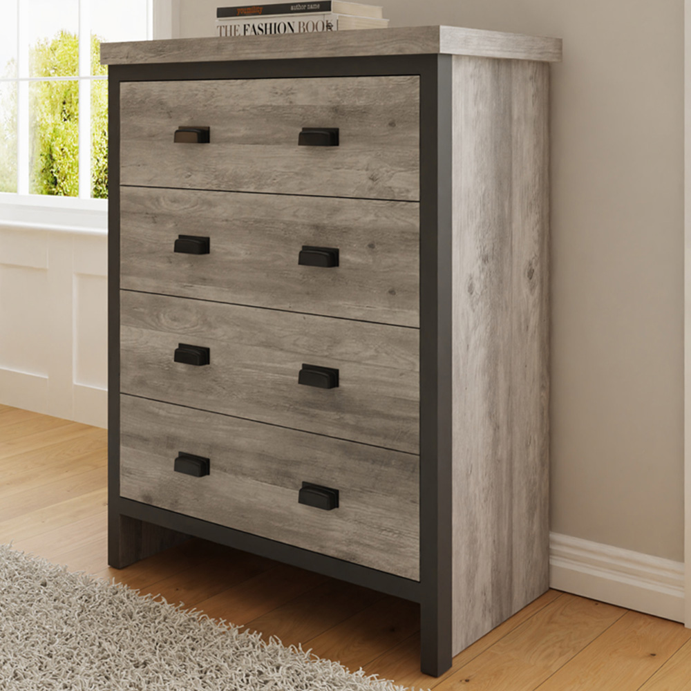 GFW Boston 4 Drawer Grey Chest of Drawers Image 1