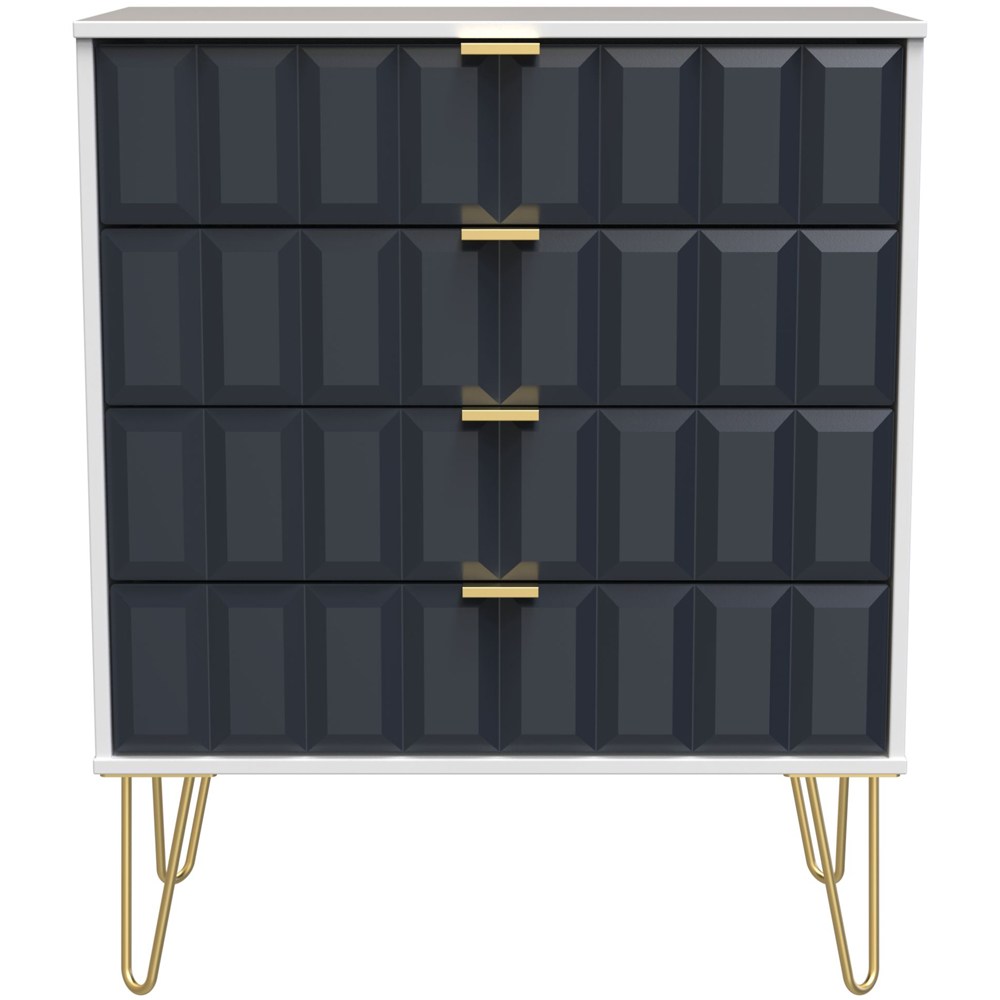 Crowndale Cube 4 Drawer Matt Indigo and White Chest of Drawers Ready Assembled Image 3