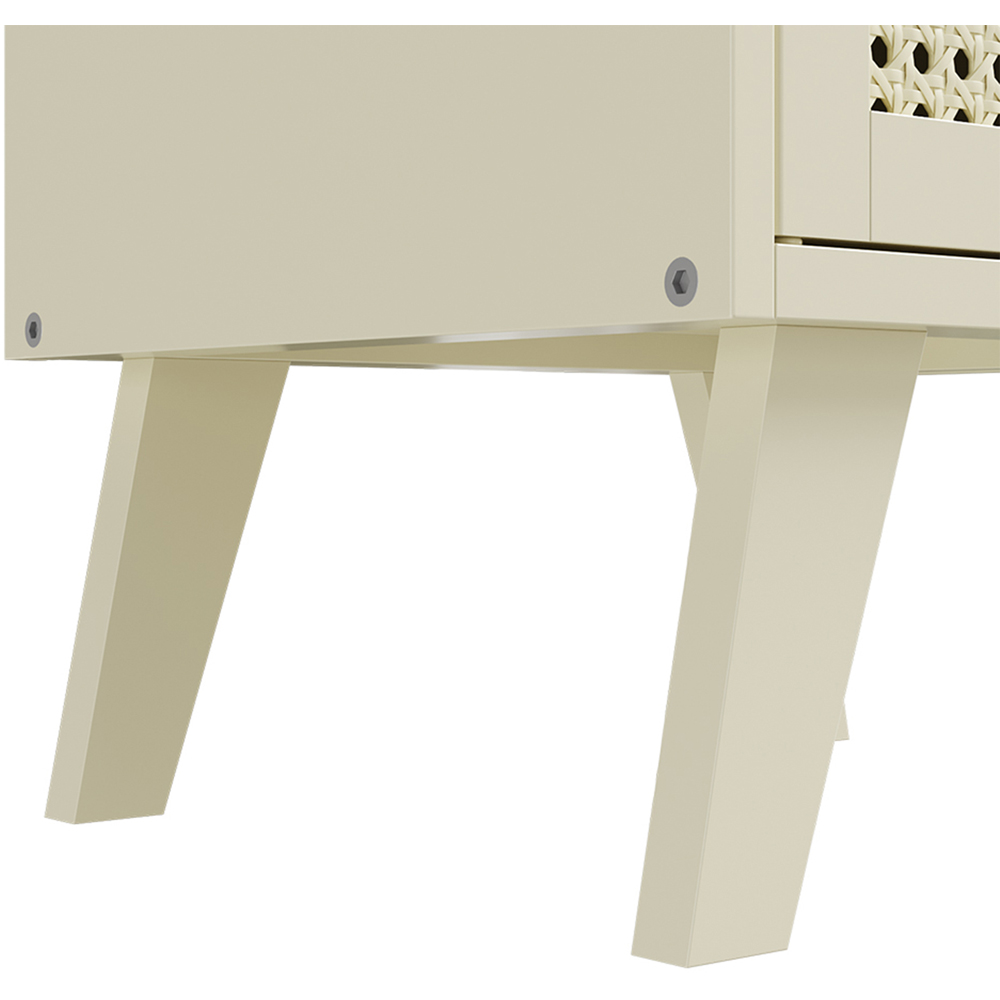 Living and Home Single Door Cream Rattan Bedside Table Image 6