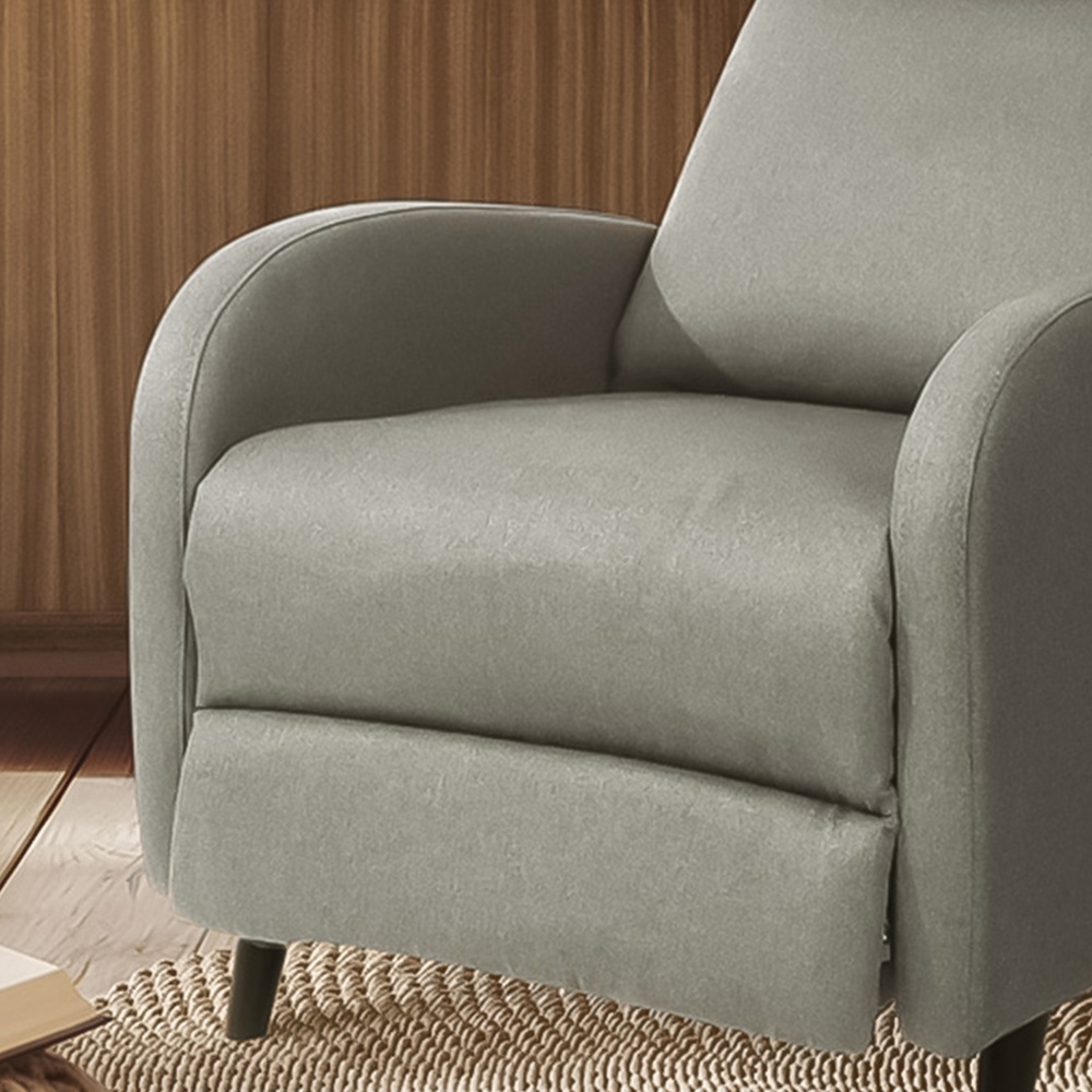 Brooklyn Light Grey Linen Upholstered Manual Recliner Chair Image 2