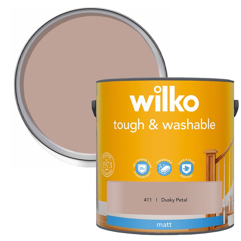 Wilko Tough & Washable Dusky Petal Matt Emulsion Paint 2.5L Image 1