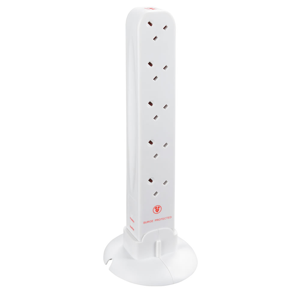 Wilko 10 Gang Surge Protected Extension Tower Image 3