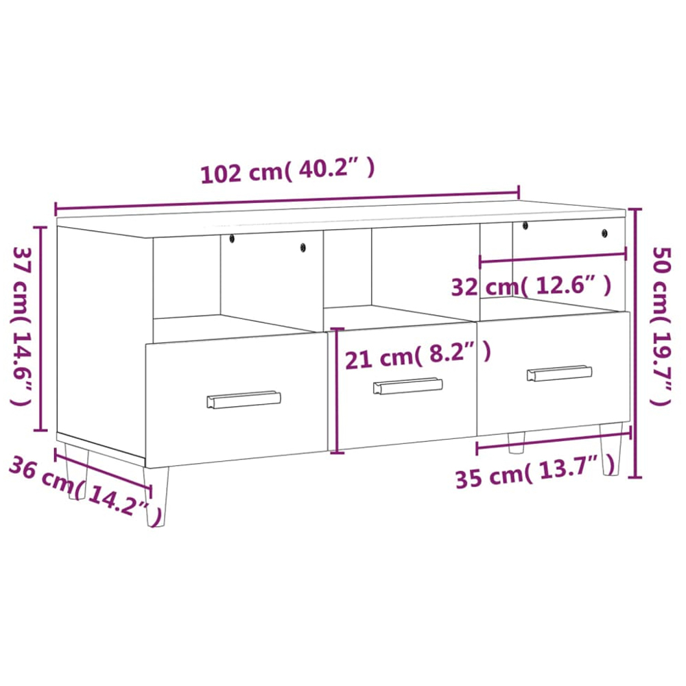 vidaXL 3 Drawer 3 Shelf Sonoma Oak TV Cabinet Image 9