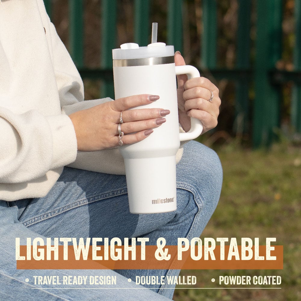 Milestone Camping Pure White Insulated Travel Tumbler 1L Image 5