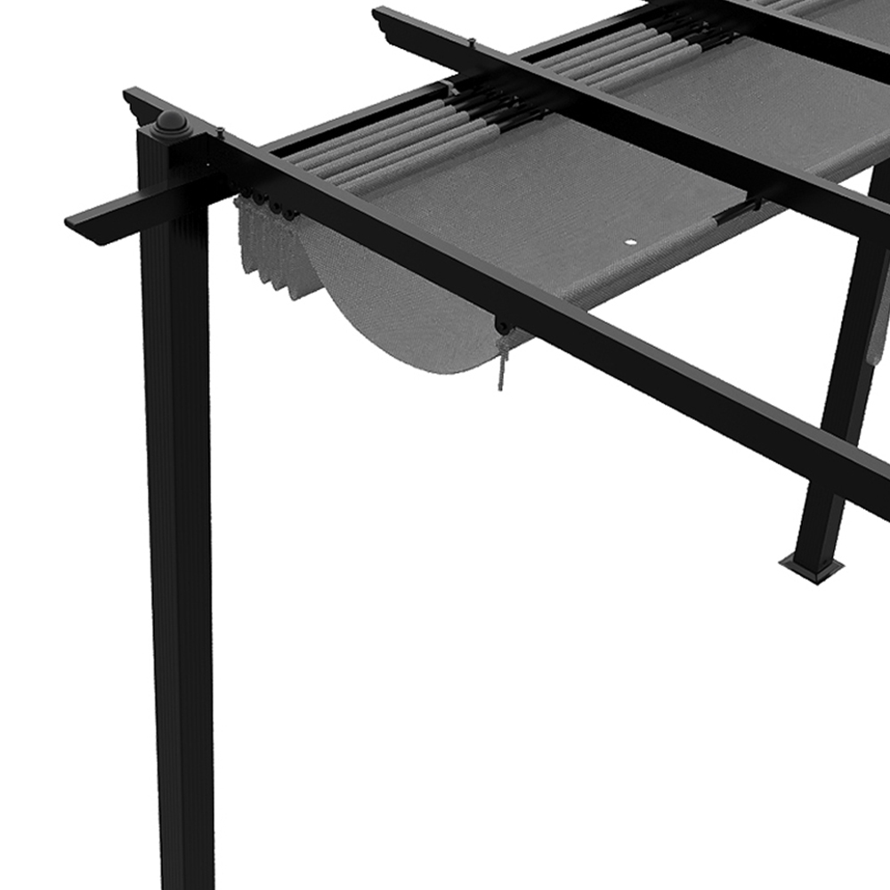 Living and Home 6 x 3m Light Grey Aluminium Pergola with Retractable Roof Image 4