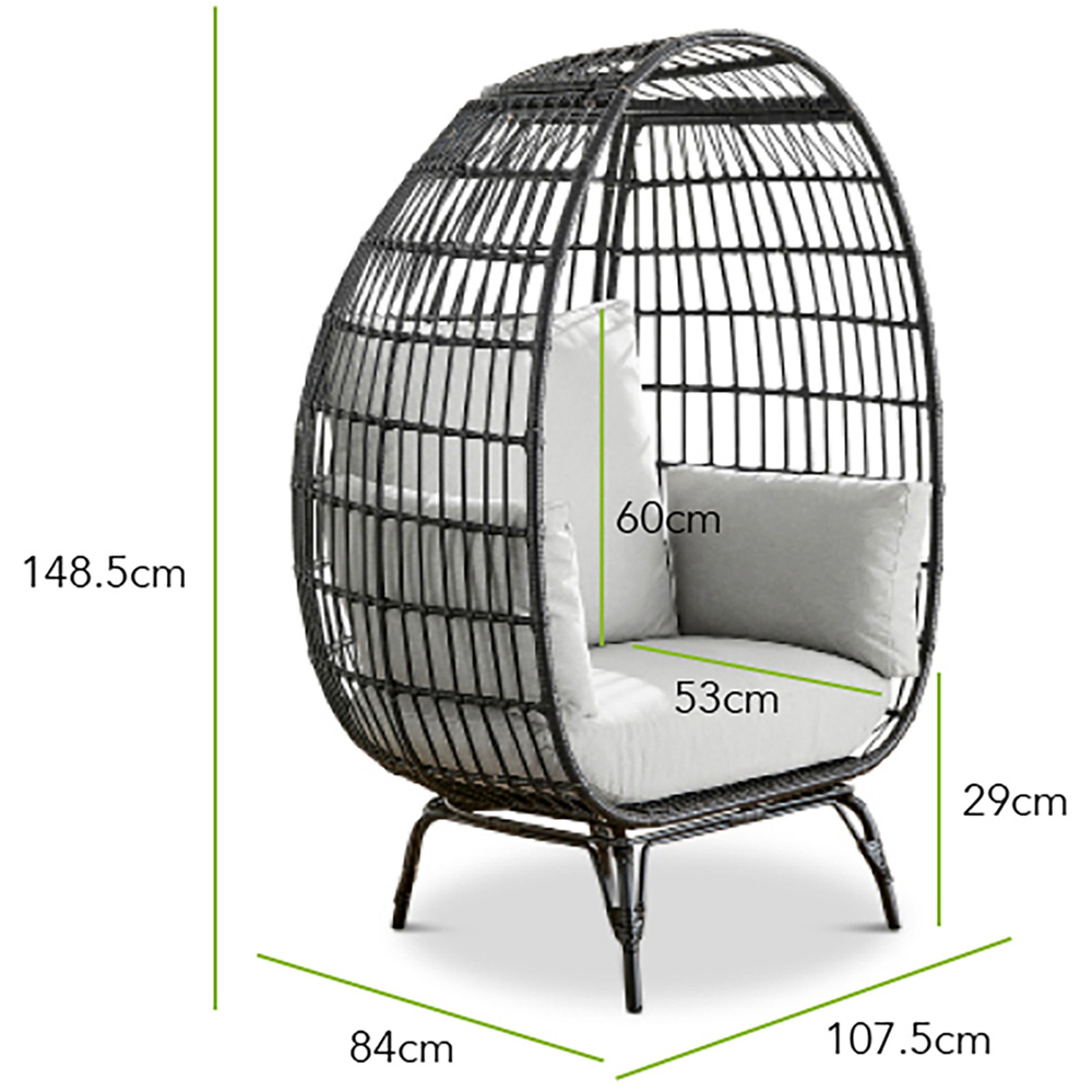 Furniture Box Veza Black Rattan Outdoor Egg Chair with Cushions Image 9