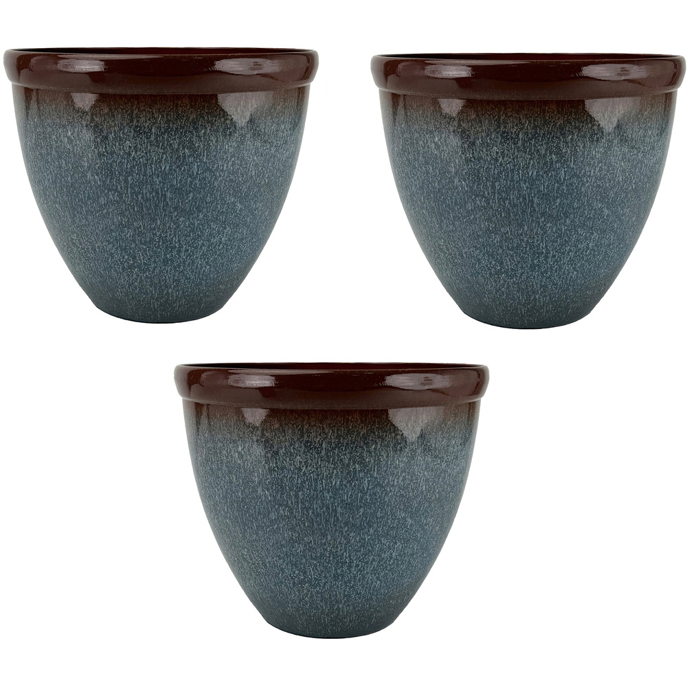 Garden Gear Blue Breeze Bell Glazed Planter 39.5cm 3 Pack Image 1