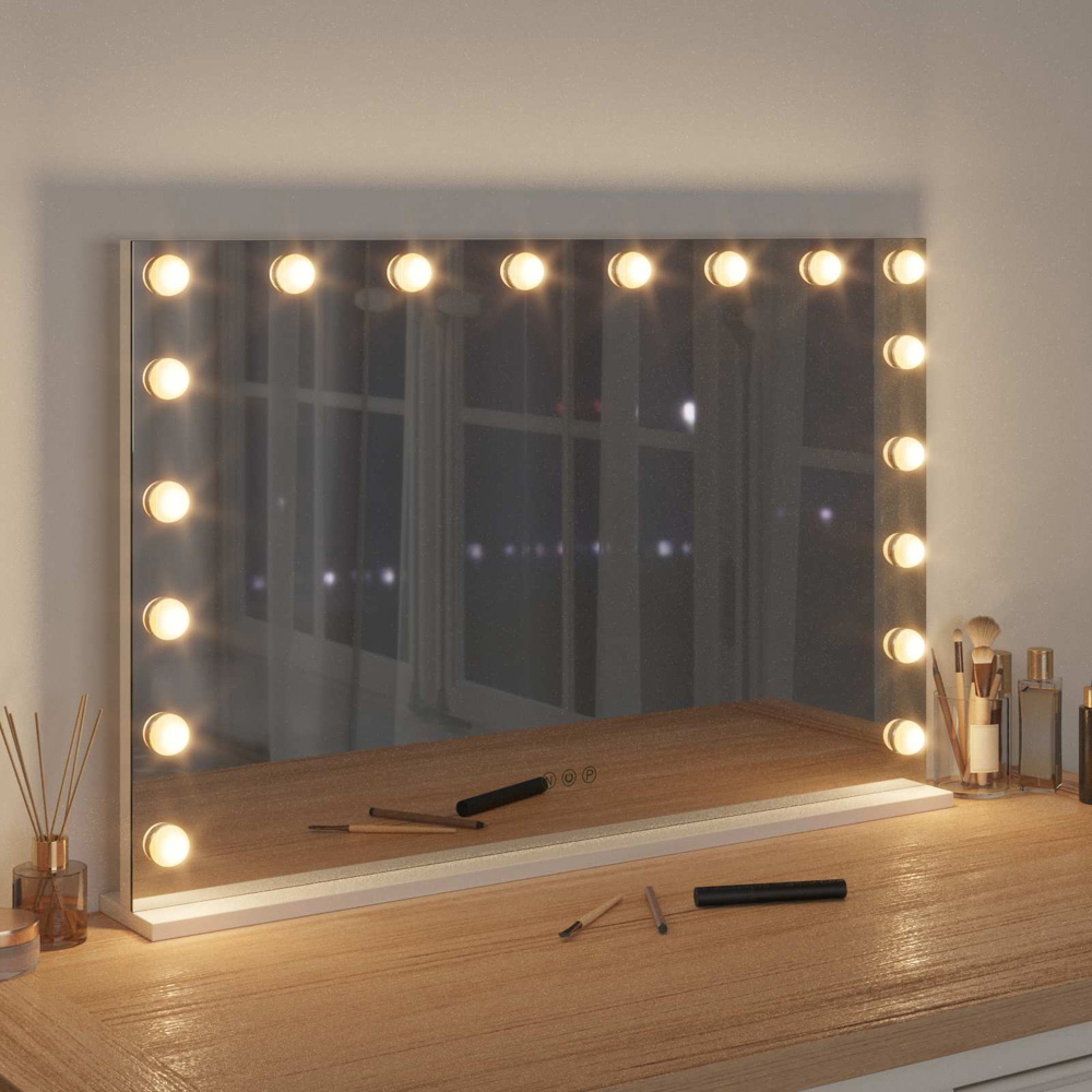 vidaXL LED White Vanity Mirror 80 x 10 x 52.5cm Image 2