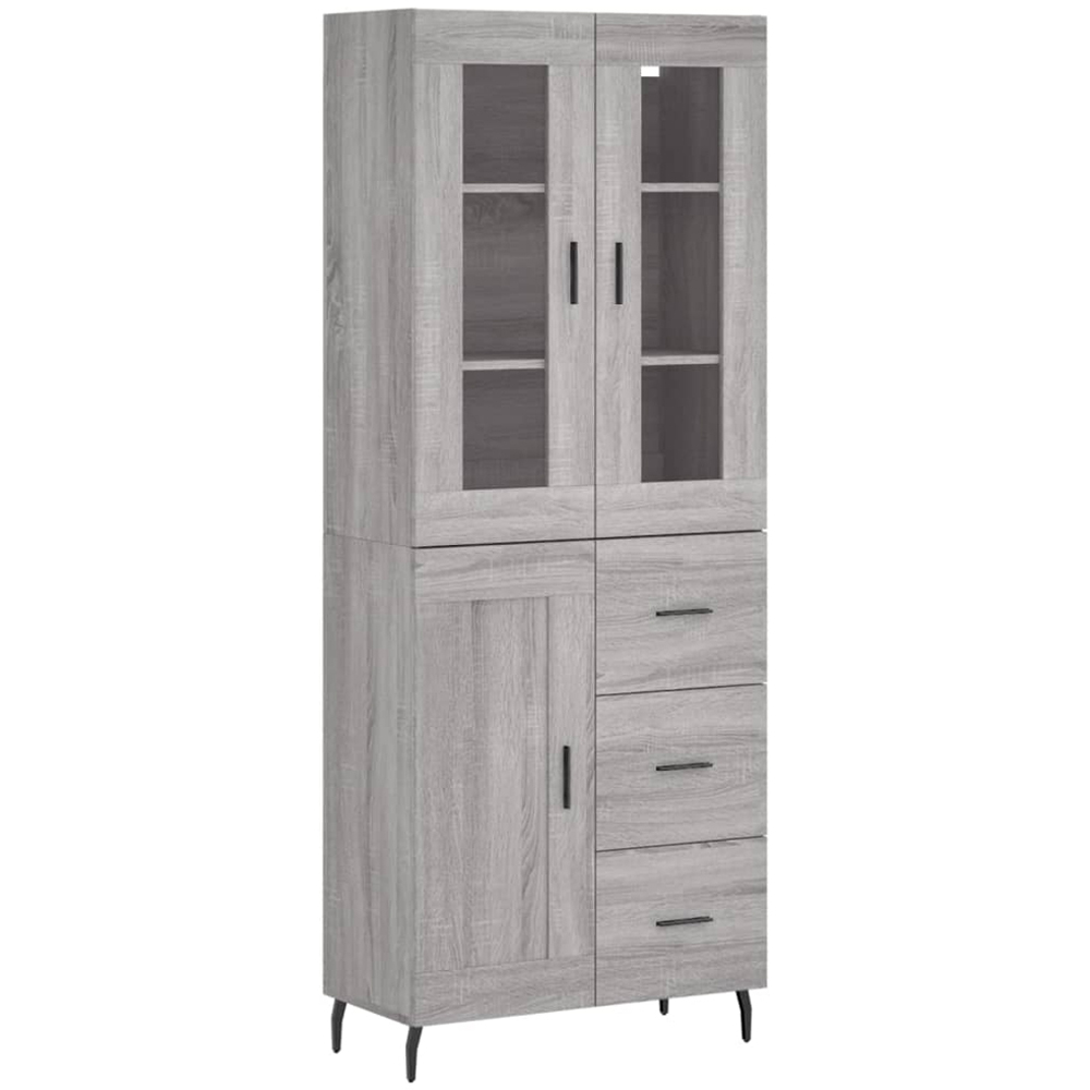 vidaXL 3 Door 3 Drawer Grey Sonoma Highboard Image 2