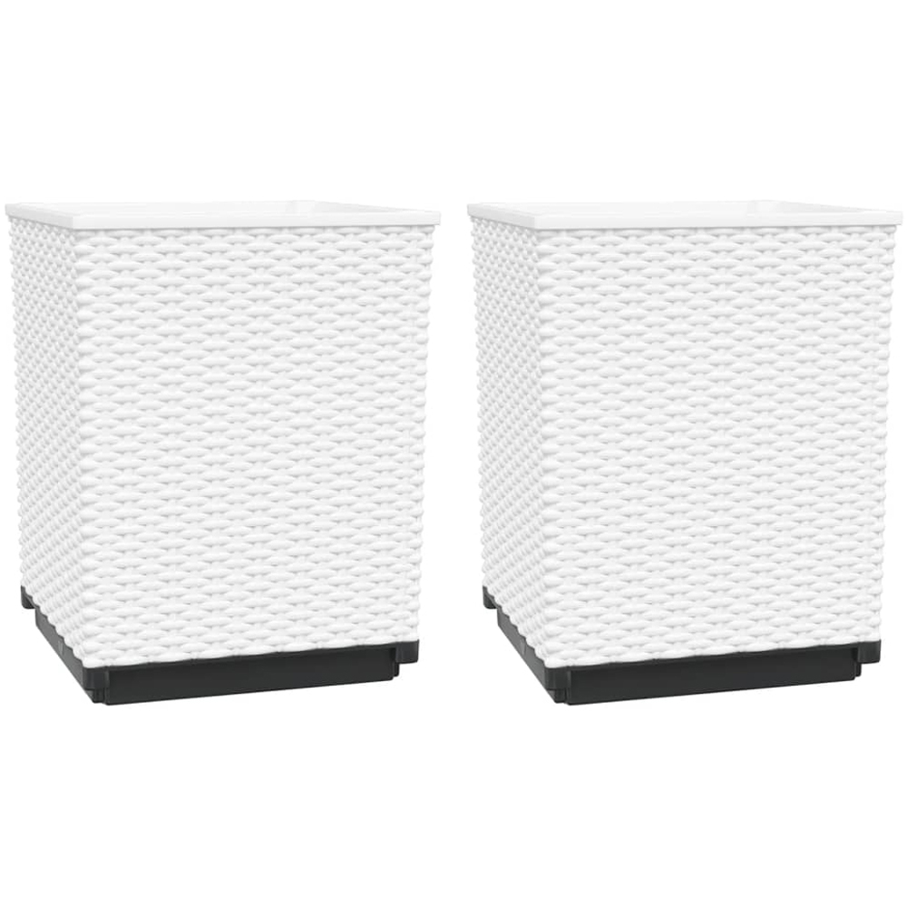 vidaXL White Plastic Garden Planter 37 x 30 x 30cm 2 Pack Image 2