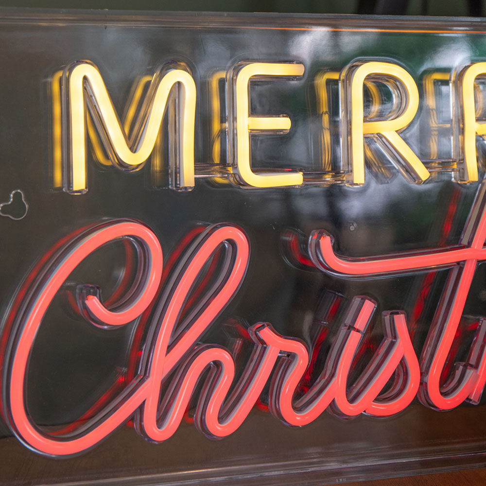 Samuel Alexander Warm White and Red LED Light Up Neon Merry Christmas Decoration Image 4