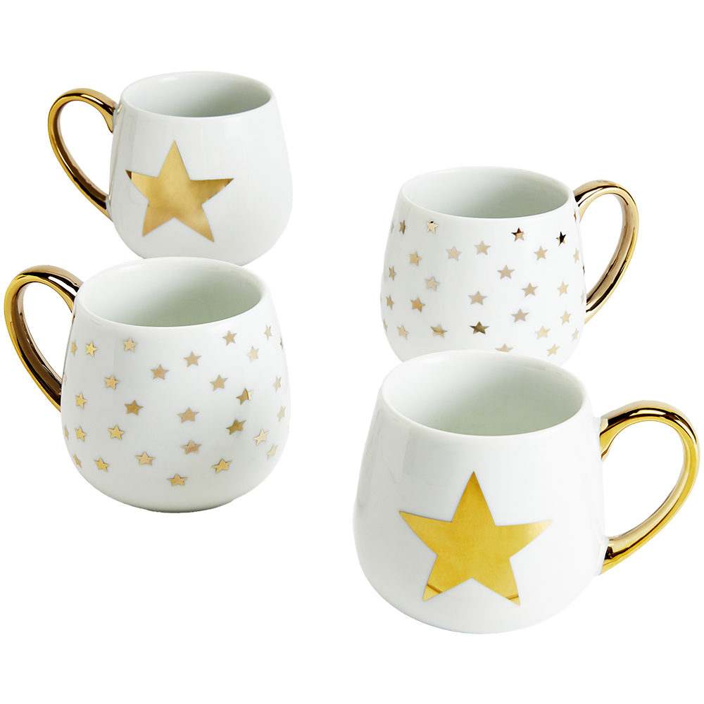 Waterside Gold Star Hug Mugs 4 Pack Image 1