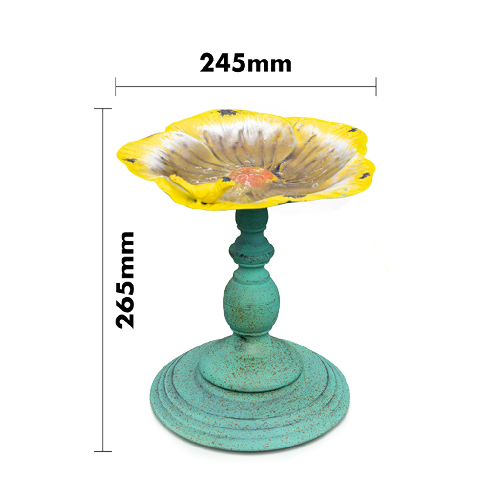 St Helens Yellow Flower Metal Bird Bath and Feeder Image 8