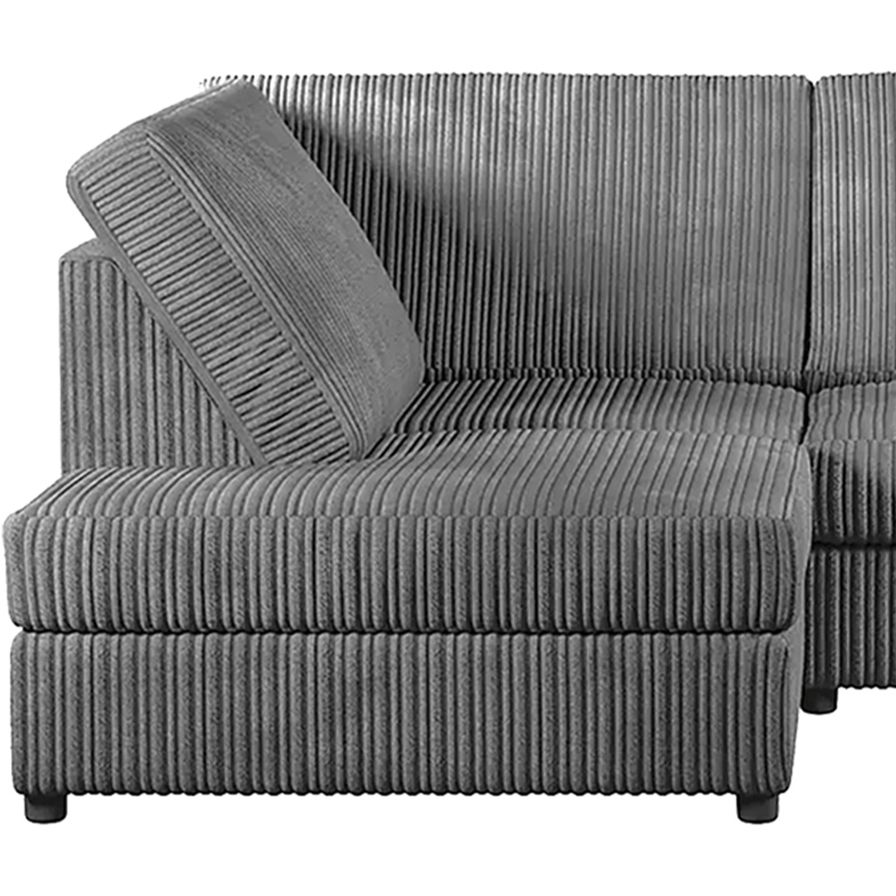 Luxor 4 Seater Grey Jumbo Cord Full Back Left Hand L Shape Corner Sofa Image 3