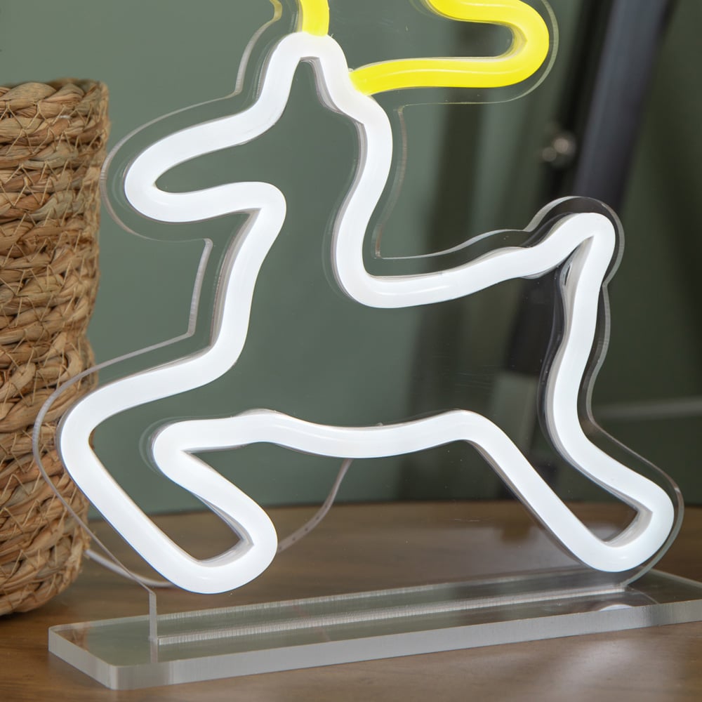Premier Yellow and White LED Reindeer Table Top Neon Sign 25 x 19cm Image 8
