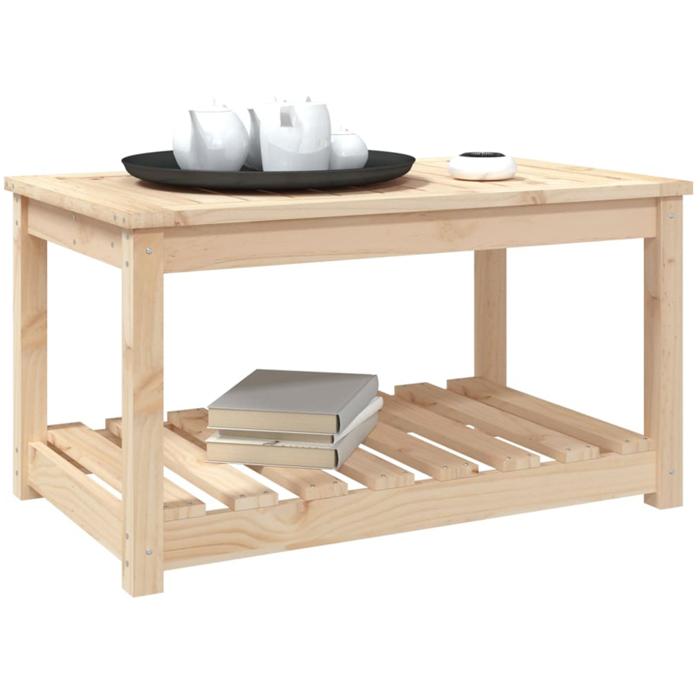 vidaXL Single Shelf Natural Solid Pine Wood Slatted Garden Table 82.5 x 50.5cm Image 5