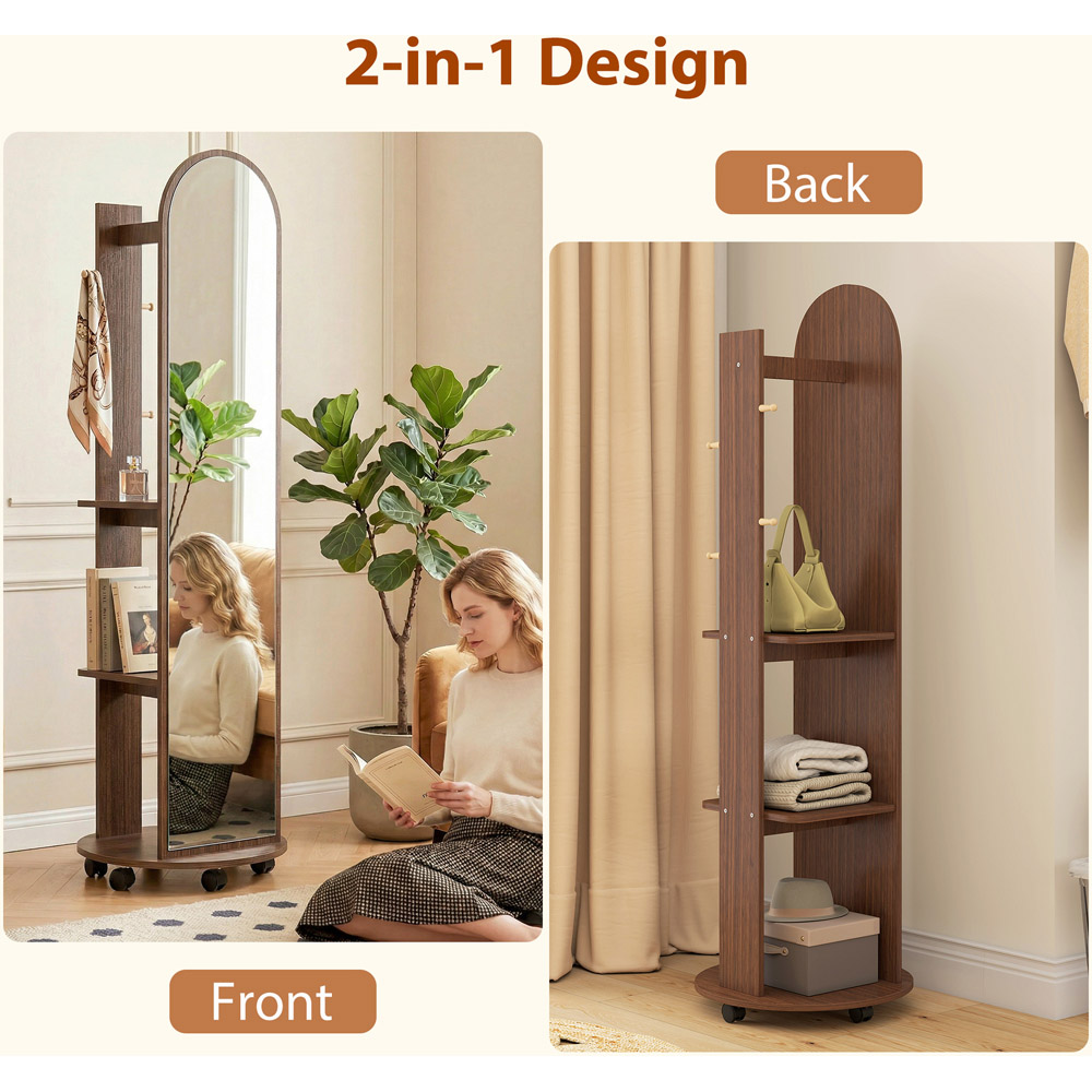 HOMCOM 2-in-1 Brown Full Length Mirror with Wheels Image 5
