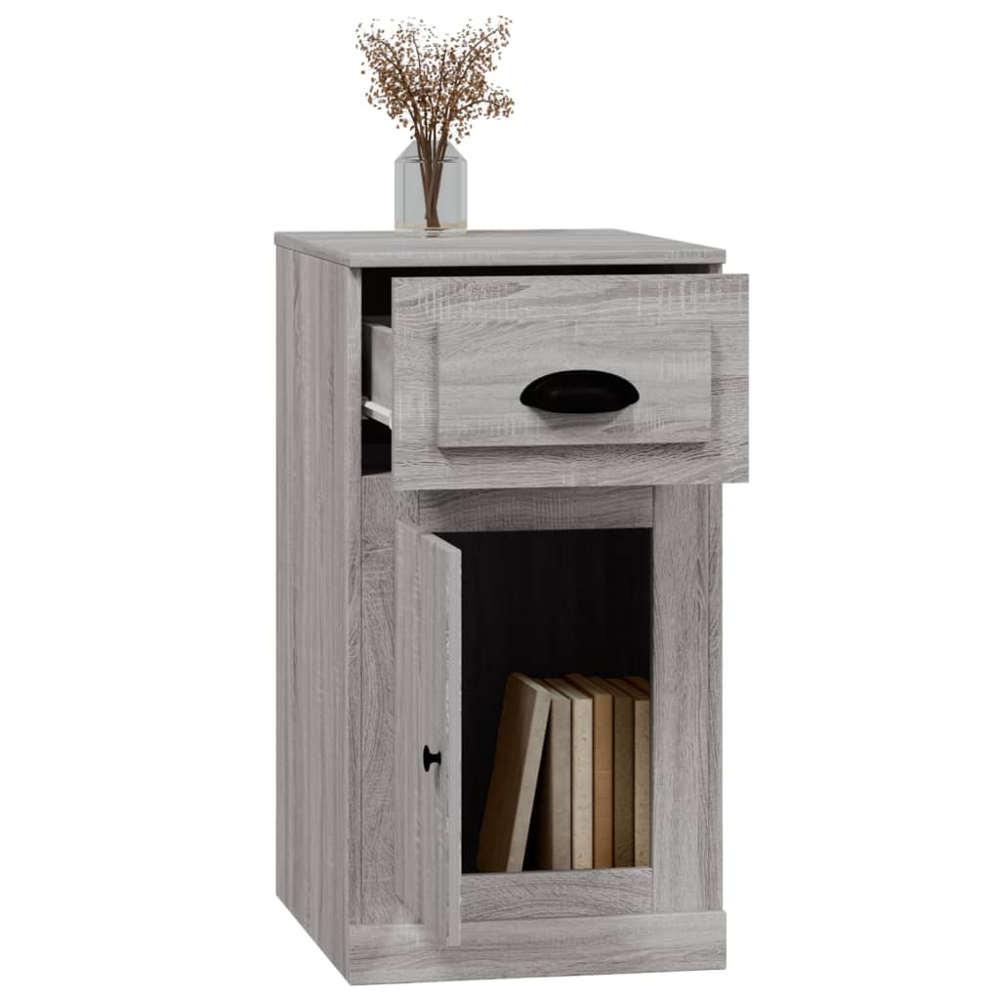 vidaXL Single Door Single Drawer Grey Sonoma Side Cabinet Image 3