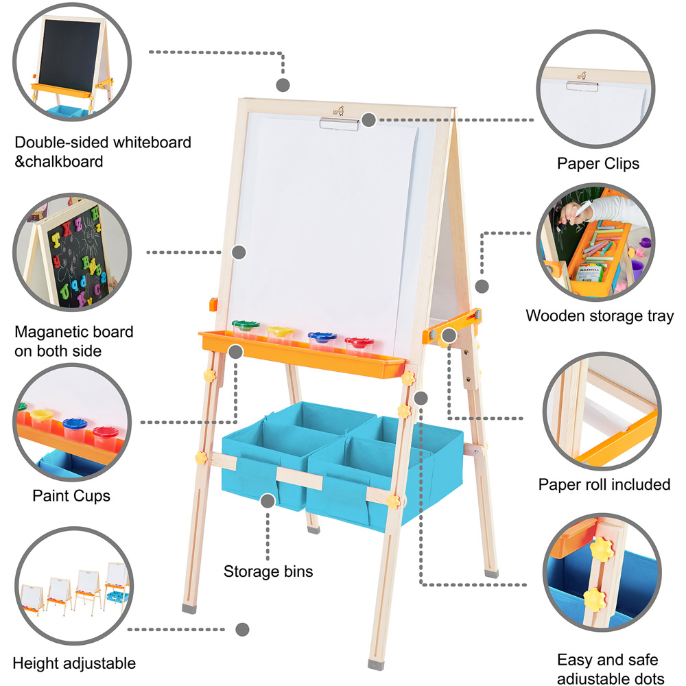 Teamson Kids Little Artist Vangogh Kids Blue Wooden Easel Image 7