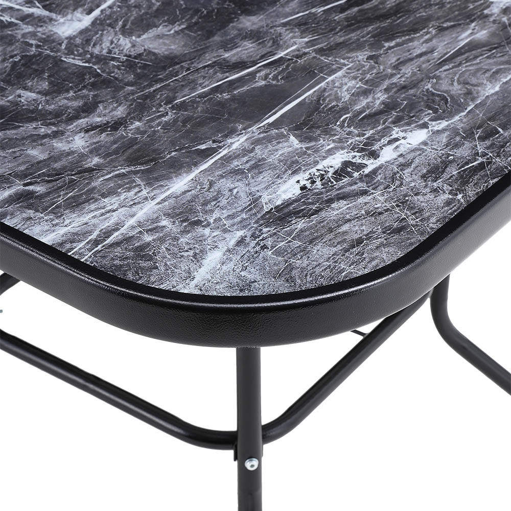 Living and Home Wicker 4 Seater Black Marble Square Dining Set Image 6