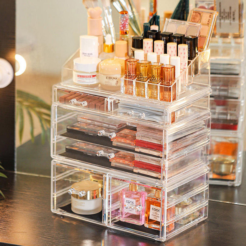 Living and Home Clear Acrylic Makeup Organiser with Drawers Image 5