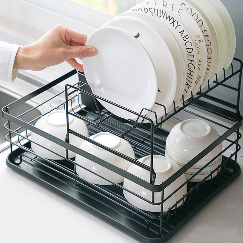 Livingandhome Black Metal Dish Drying Rack Dish Rack Dish Racks