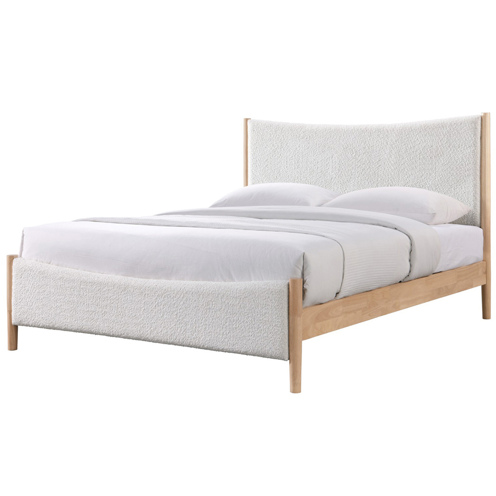 Flair Riku King Size Cream Boucle and Wood Bed Frame Image 2