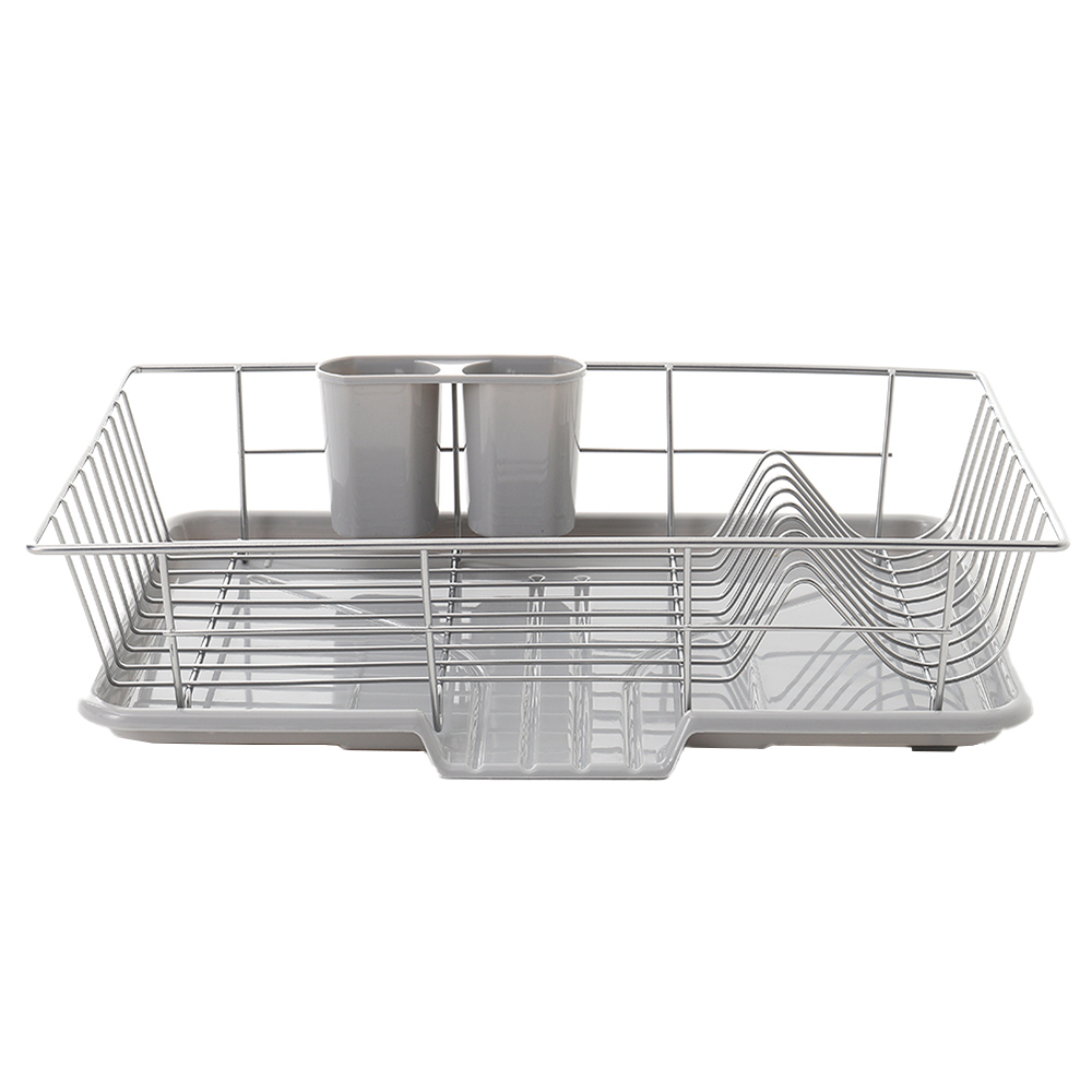 Living And Home WH0758 Silver Metal Dish Rack With Removable Tray Image 1