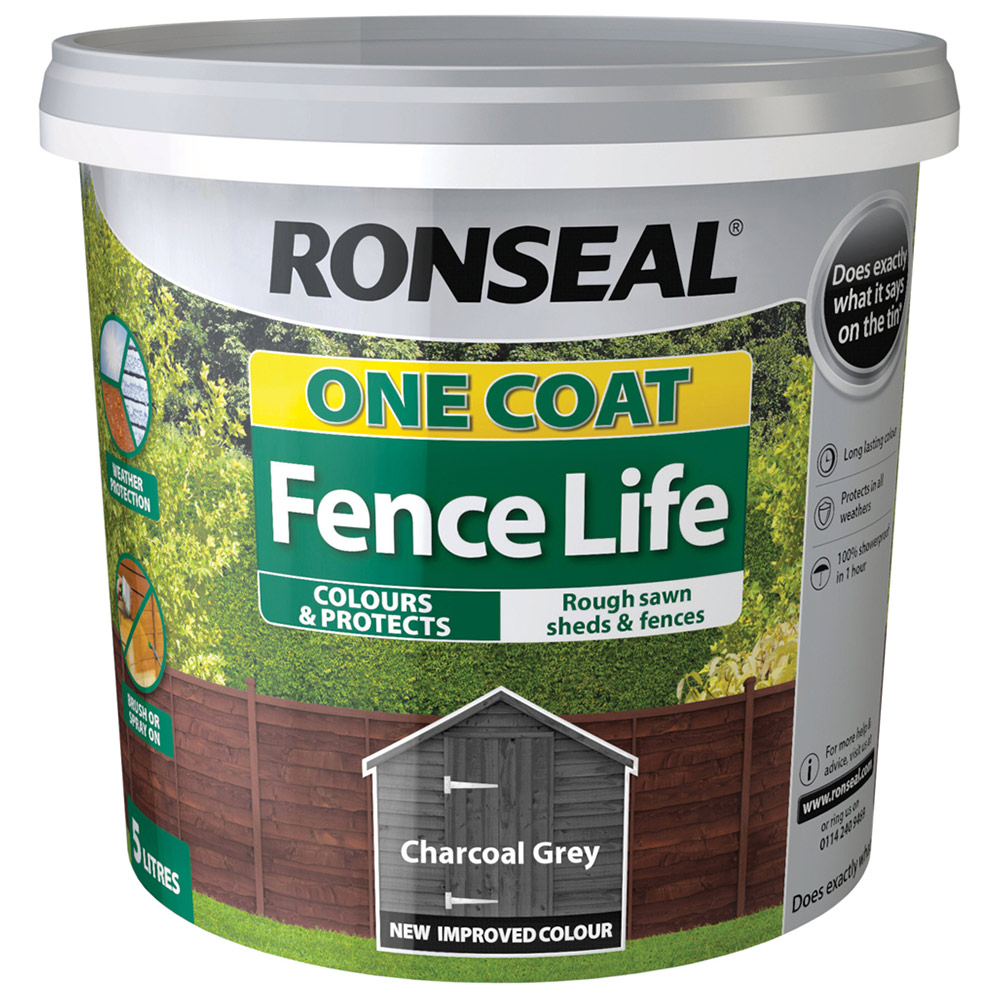 Ronseal One Coat Fence Life Charcoal Grey 5L Image 3