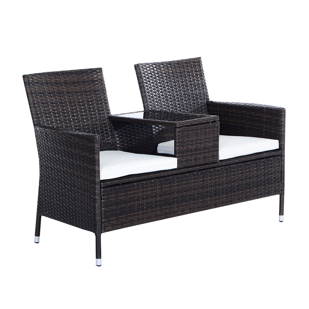 Outsunny Brown Rattan Companion Seat Image 2