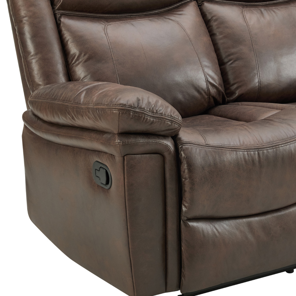 Home Detail Rowan 3 Seater Brown Faux Leather Manual Recliner Sofa Image 8