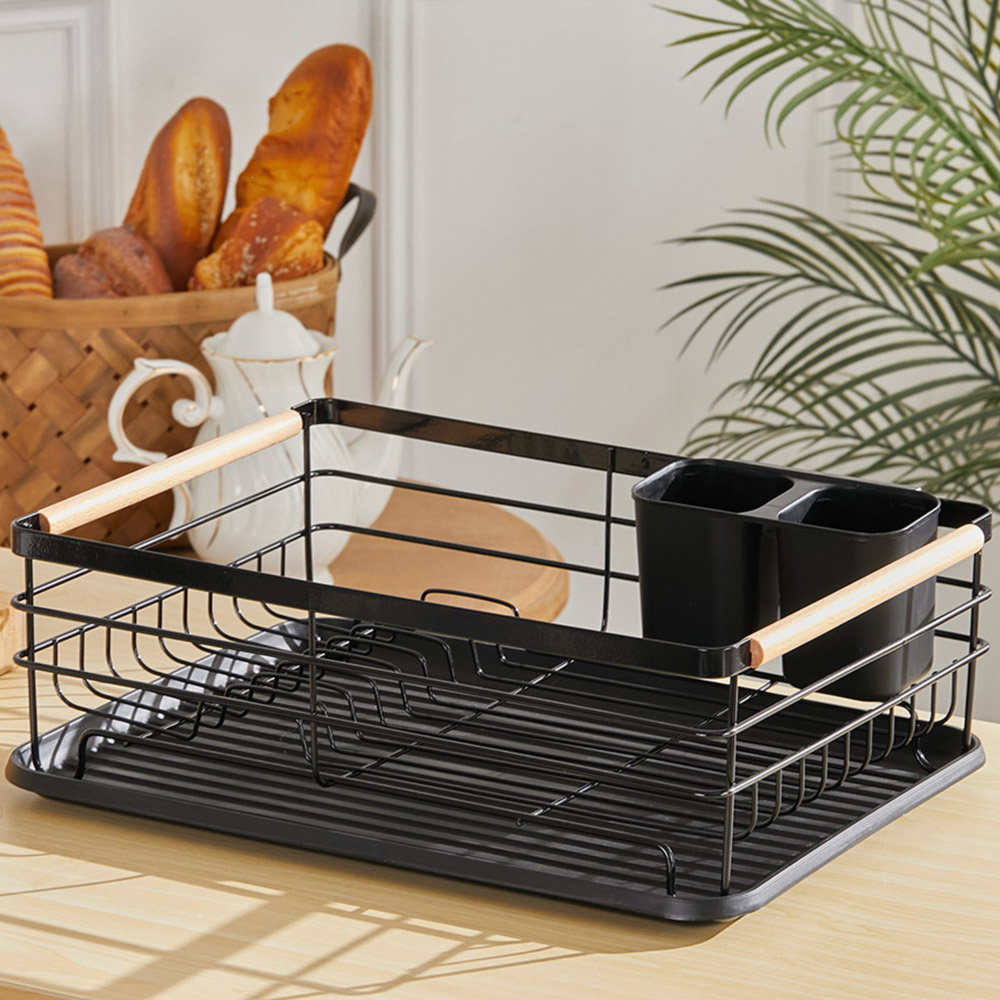 Living And Home Kitchen Metal Dish Rack Drainer with Removable Drainboard Image 6
